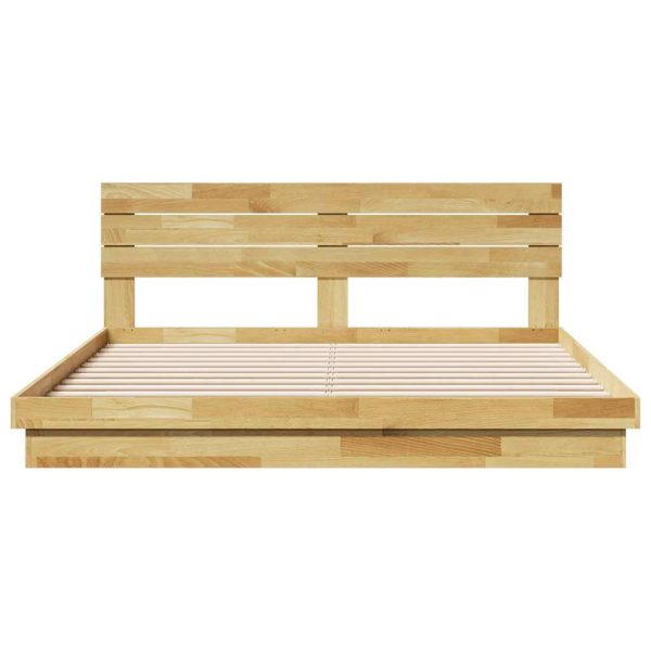 Bedframe Hoofdeinde Zonder Matras Massief Hout Eiken - Afbeelding 6