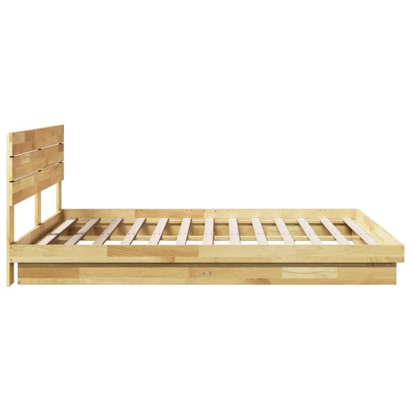 Bedframe Hoofdeinde Zonder Matras Massief Hout Eiken - Afbeelding 7