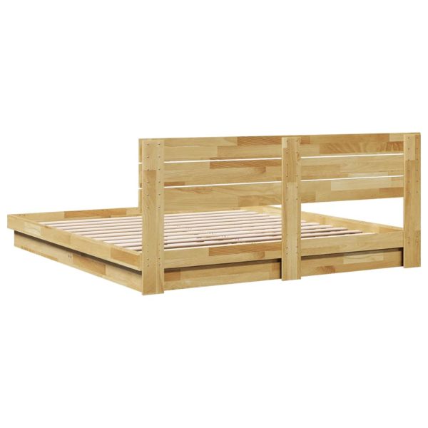 Bedframe Hoofdeinde Zonder Matras Massief Hout Eiken - Afbeelding 8