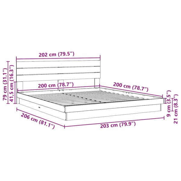 Bedframe Hoofdeinde Zonder Matras Massief Hout Eiken - Afbeelding 11