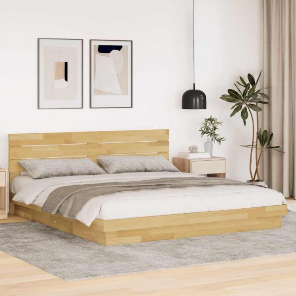 Bedframe Hoofdeinde Zonder Matras Massief Hout Eiken