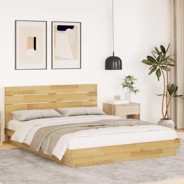 Bedframe Hoofdeinde Zonder Matras Massief Hout Eiken - Afbeelding 12