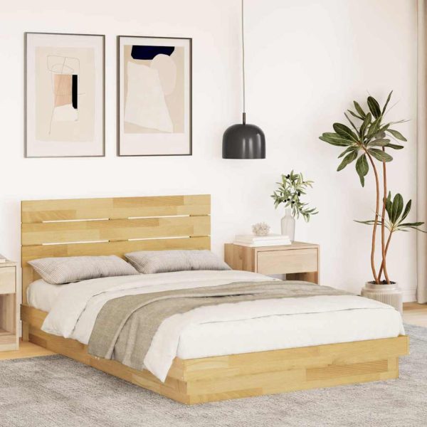 Bedframe Hoofdeinde Zonder Matras Massief Hout Eiken - Afbeelding 17