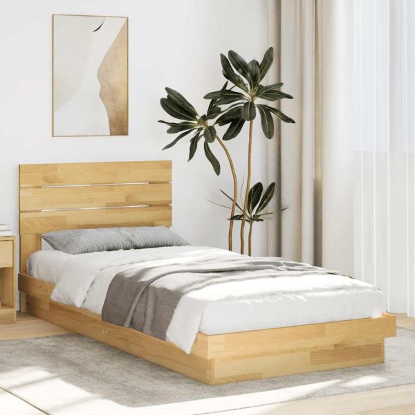 Bedframe Hoofdeinde Zonder Matras Massief Hout Eiken - Afbeelding 21