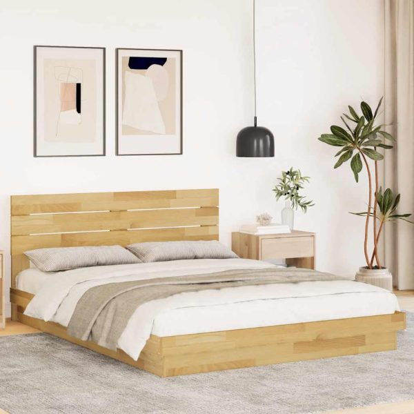 Bedframe Hoofdeinde Zonder Matras Massief Hout Eiken - Afbeelding 13