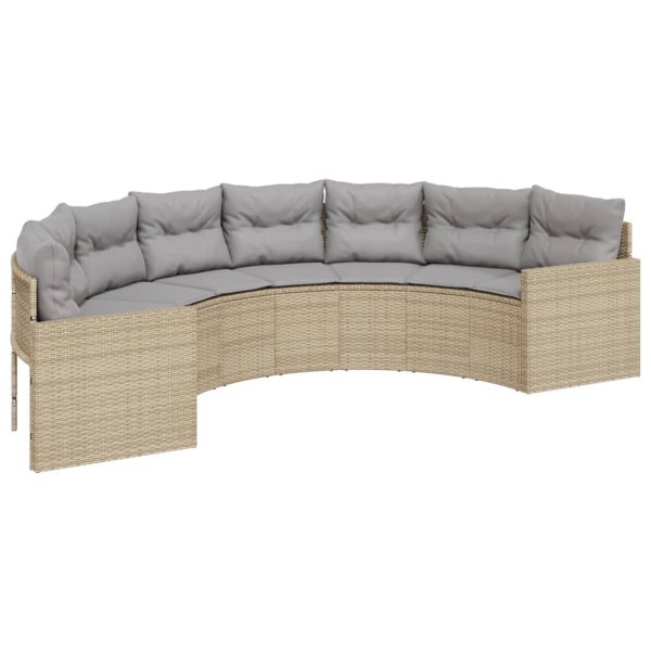 Tuinbank Met Kussens Poly Rattan Beige En Lichtgrijs - Afbeelding 2