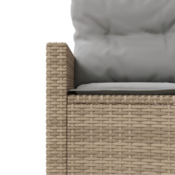 Tuinbank Met Kussens Poly Rattan Beige En Lichtgrijs - Afbeelding 4