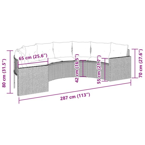 Tuinbank Met Kussens Poly Rattan Beige En Lichtgrijs - Afbeelding 5