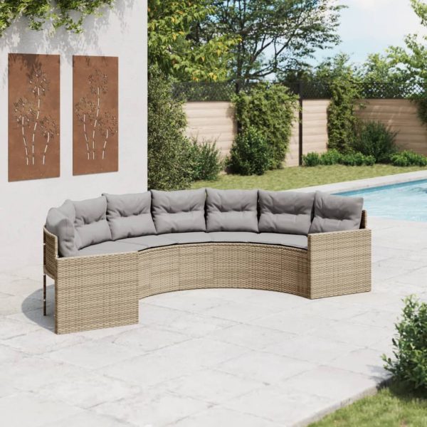 Tuinbank Met Kussens Poly Rattan Beige En Lichtgrijs