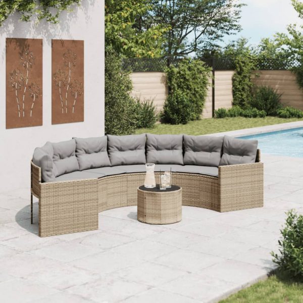 Tuinbank Met Kussens Poly Rattan Beige En Lichtgrijs - Afbeelding 9