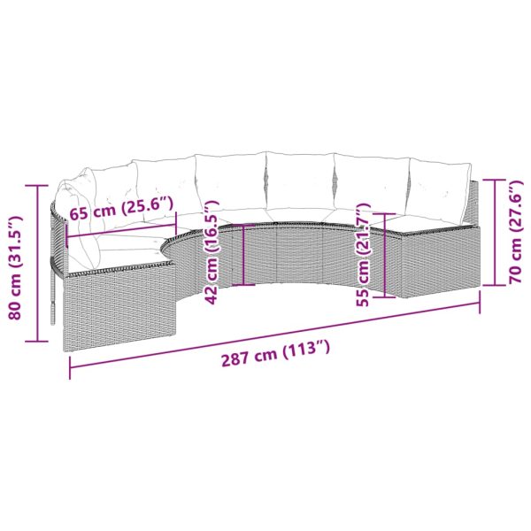 Tuinbank Met Kussens Poly Rattan Grijs En Donkergrijs - Afbeelding 5