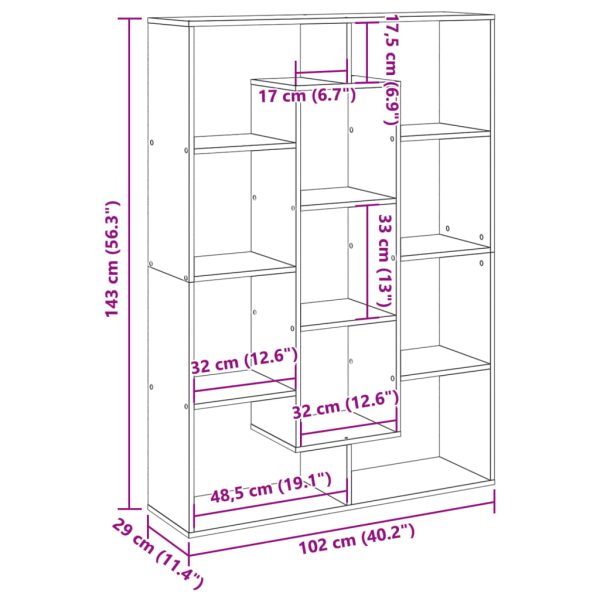 Boekenkast 102X29X Bewerkt Hout Kleurig Sonoma Eiken - Afbeelding 11