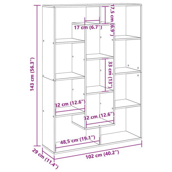 Boekenkast 102X29X Bewerkt Hout Kleurig Gerookt Eiken - Afbeelding 11