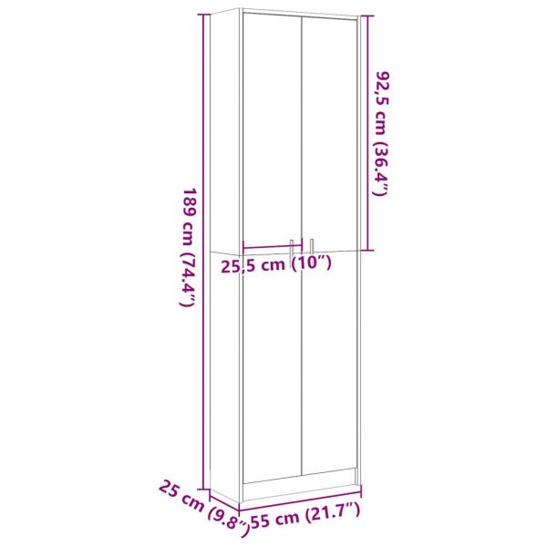 Gangkast 55X25X189 Cm Spaanplaat Sonoma Eikenkleurig - Afbeelding 10