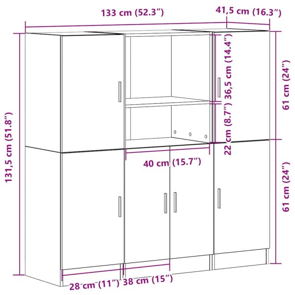 3-Delige Keukenkastenset Bewerkt Hout - Afbeelding 12