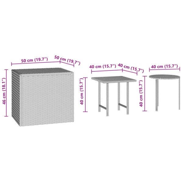 Tuinbijzettafels 3 St Poly Rattan - Afbeelding 7