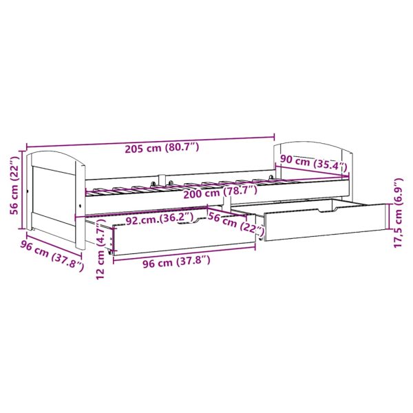 Slaapbank Met 2 Lades Zonder Matras Irun 90X200 Cm - Afbeelding 10