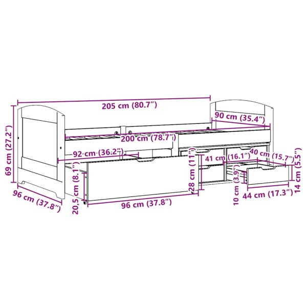 Slaapbank Met 5 Lades Zonder Matras Irun 90X200 Cm - Afbeelding 10