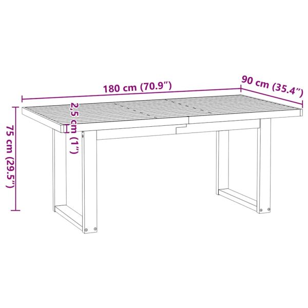 Eettafel Noain U-Vormige Poten 180X90X75 Cm Massief Grenenhout - Afbeelding 10