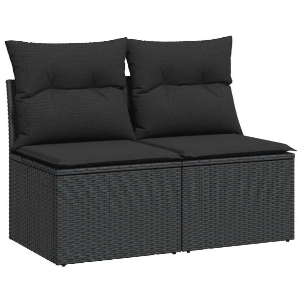 2-Delige Loungeset Met Kussens Poly Rattan Acacia - Afbeelding 2