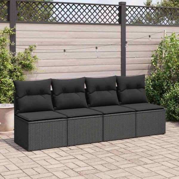 2-Delige Loungeset Met Kussens Poly Rattan Acacia - Afbeelding 3