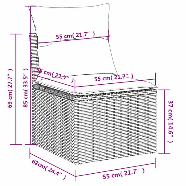 2-Delige Loungeset Met Kussens Poly Rattan Acacia - Afbeelding 7