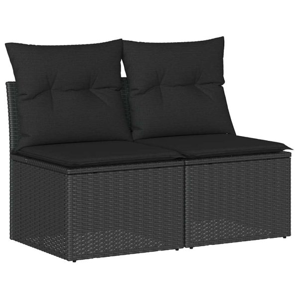 2-Delige Loungeset Met Kussens Poly Rattan Acacia - Afbeelding 2