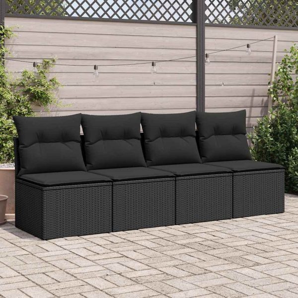 2-Delige Loungeset Met Kussens Poly Rattan Acacia - Afbeelding 3