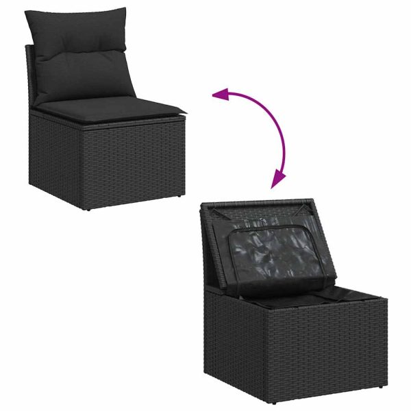 2-Delige Loungeset Met Kussens Poly Rattan Acacia - Afbeelding 5