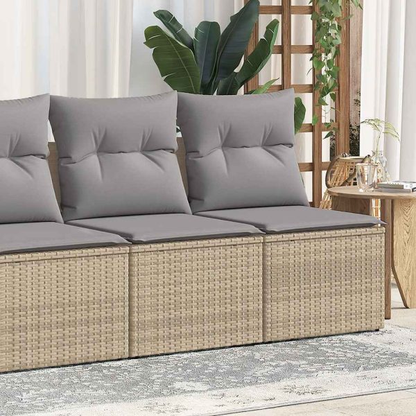 2-Delige Loungeset Met Kussens Poly Rattan Acacia - Afbeelding 10