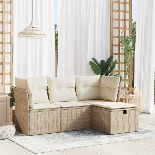 4-Delige Loungeset Met Kussens Poly Rattan - Afbeelding 13