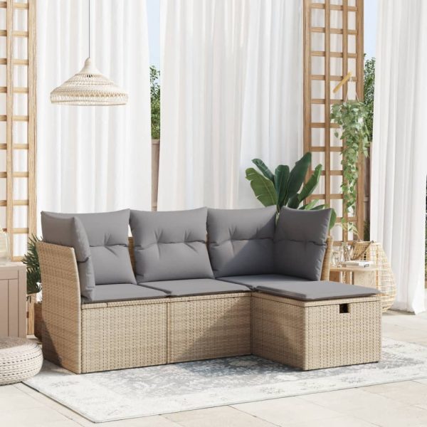 4-Delige Loungeset Met Kussens Poly Rattan - Afbeelding 18