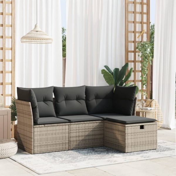 4-Delige Loungeset Met Kussens Poly Rattan - Afbeelding 14