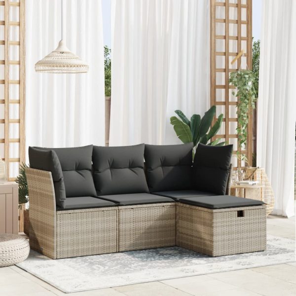 4-Delige Loungeset Met Kussens Poly Rattan - Afbeelding 17