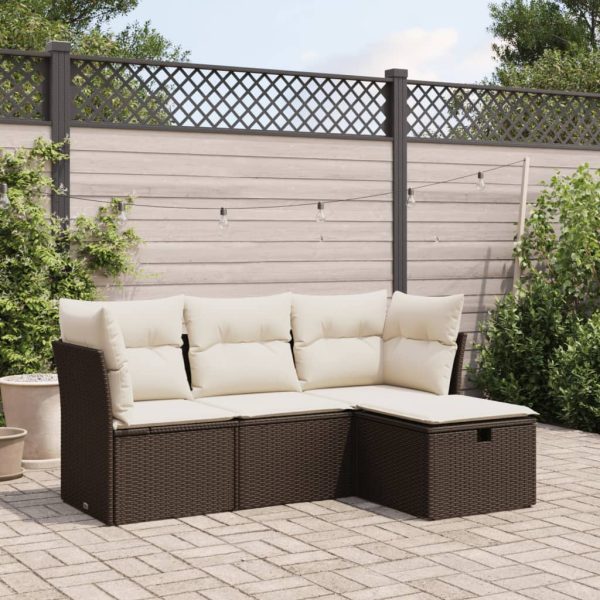 4-Delige Loungeset Met Kussens Poly Rattan - Afbeelding 15