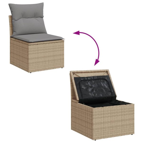 Loungeset Met Kussens Poly Rattan - Afbeelding 6