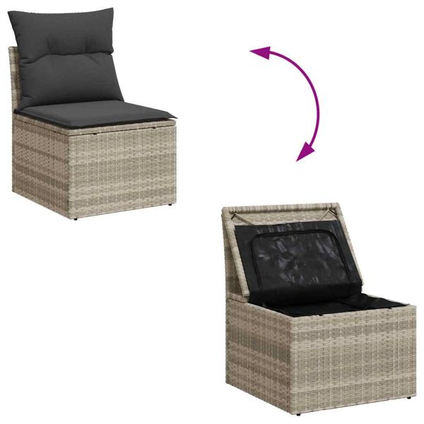 Loungeset Met Kussens Poly Rattan - Afbeelding 6