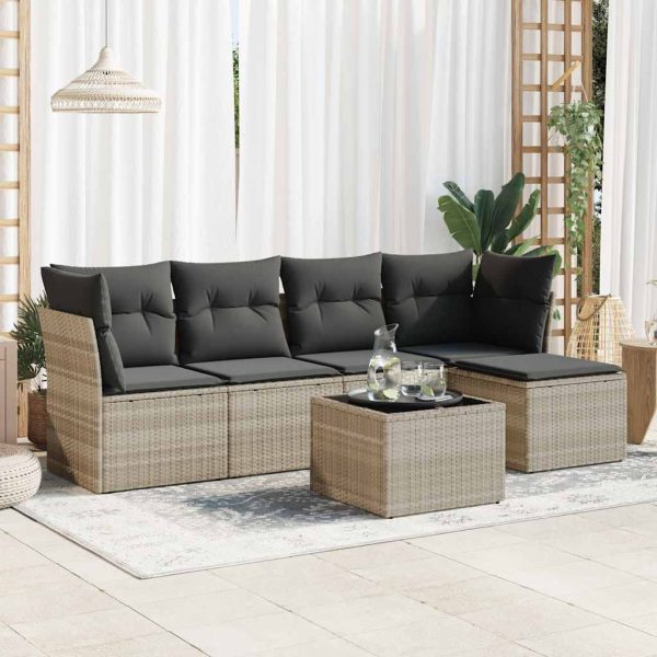 Loungeset Met Kussens Poly Rattan - Afbeelding 16