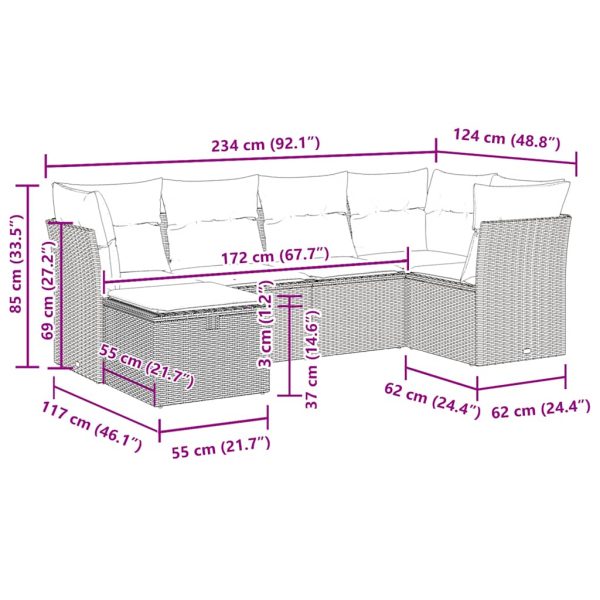 Loungeset Met Kussens Poly Rattan - Afbeelding 11