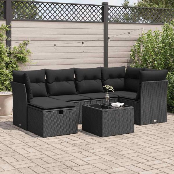 Loungeset Met Kussens Poly Rattan - Afbeelding 18