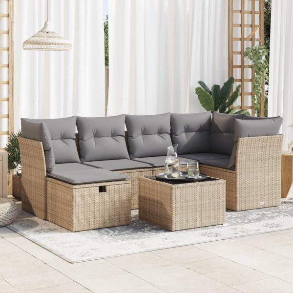 Loungeset Met Kussens Poly Rattan - Afbeelding 13