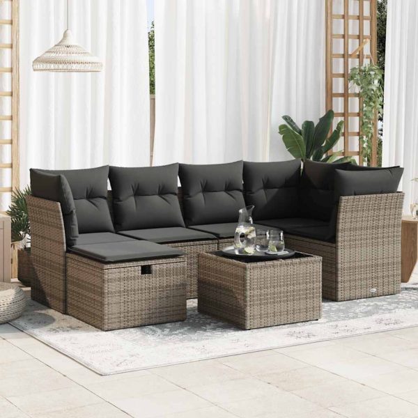 Loungeset Met Kussens Poly Rattan - Afbeelding 14