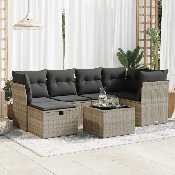 Loungeset Met Kussens Poly Rattan - Afbeelding 17