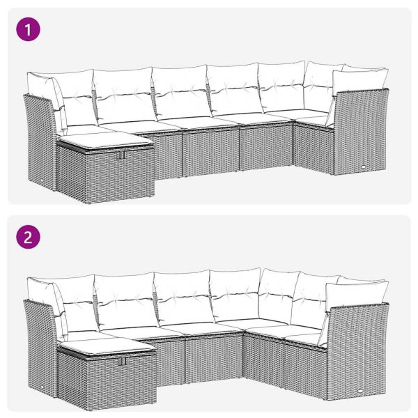 Loungeset Met Kussens Poly Rattan - Afbeelding 9