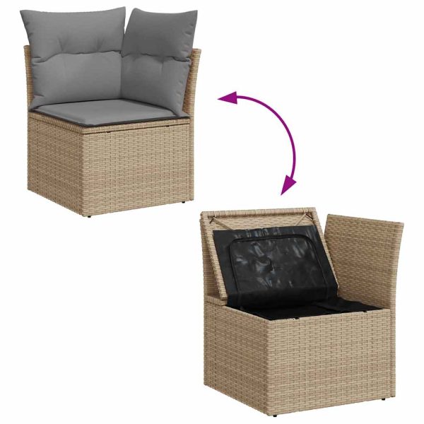 Loungeset Met Kussens Poly Rattan - Afbeelding 7