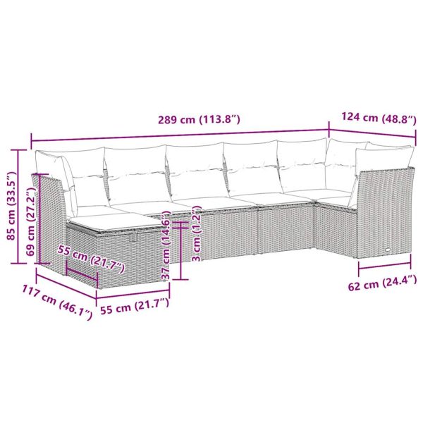 Loungeset Met Kussens Poly Rattan - Afbeelding 12