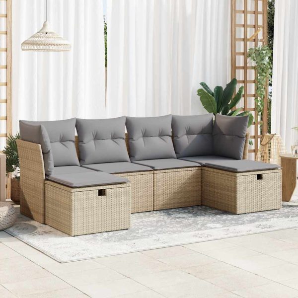 Loungeset Met Kussens Poly Rattan - Afbeelding 13