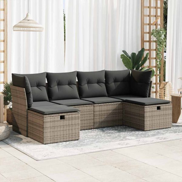 Loungeset Met Kussens Poly Rattan - Afbeelding 14