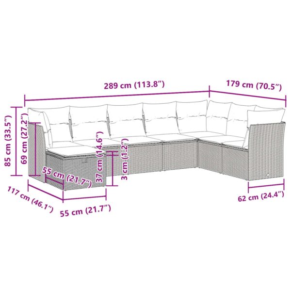 Loungeset Met Kussens Poly Rattan - Afbeelding 11