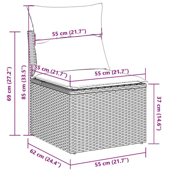 Loungeset Met Kussens Poly Rattan - Afbeelding 12